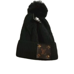 Z  Beanie Winter Warm Cable  Women's Knitted Soft Pom Beanie Hat Ski Hat Black